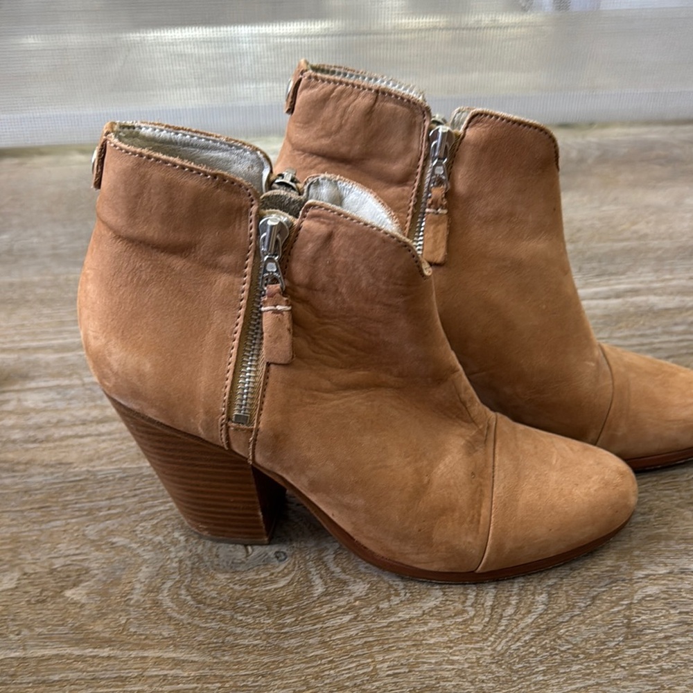 Rag & Bone Tan Ankle Boots with Western-Inspired Design
